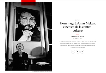 Image of "Hommage à Jonas Mekas for Vogue": Hommage à Jonas Mekas cinéaste de la contre-culture 